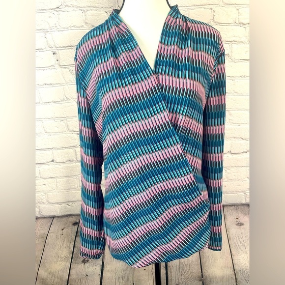 Talbots Wrap Blouse Geometric size 12 - Picture 1 of 10